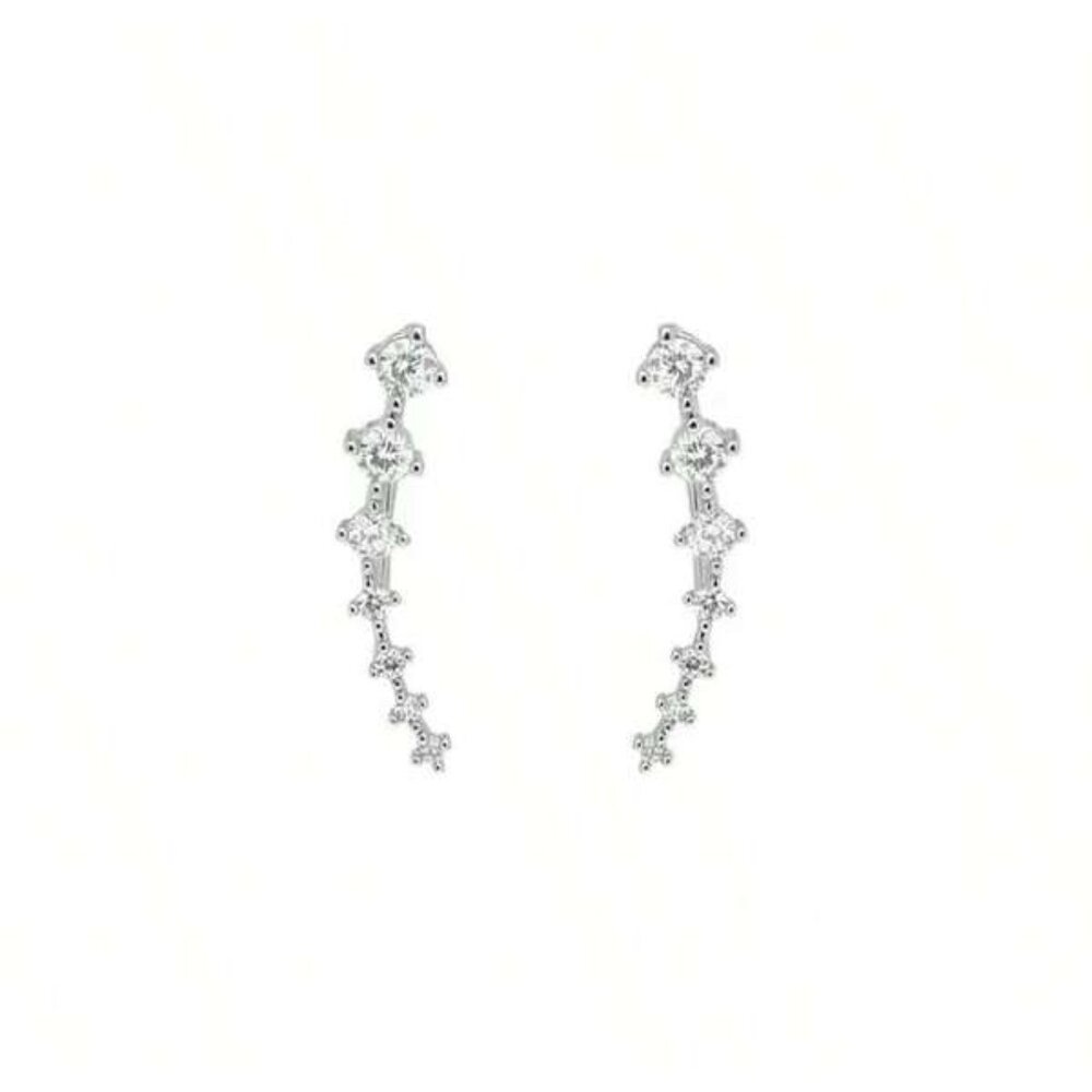 Sterling Silver 925 Moissanite Ear Climber Earrings - Picture 5 of 5